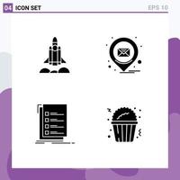 Group of 4 Solid Glyphs Signs and Symbols for unicorn startup checklist startup pin task Editable Vector Design Elements