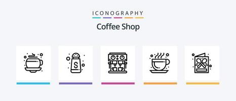 Coffee Shop Line 5 Icon Pack Including . sugar bowl. coffee. coffee box. drink. Creative Icons Design vector