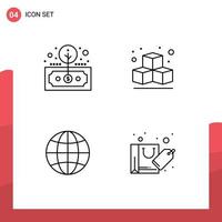 Modern Set of 4 Filledline Flat Colors and symbols such as asset world return cube discount Editable Vector Design Elements