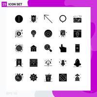 25 Universal Solid Glyphs Set for Web and Mobile Applications present box arrow necklace clothing Editable Vector Design Elements