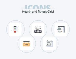 paquete de iconos planos de gimnasio 5 diseño de iconos. ducha. aptitud física. Lista de Verificación. gimnasia. bicicleta vector