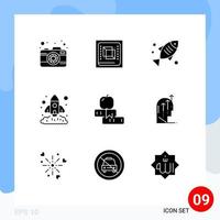 9 Solid Glyph concept for Websites Mobile and Apps startup marketing processor chart health Editable Vector Design Elements