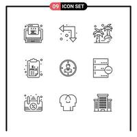Set of 9 Modern UI Icons Symbols Signs for target science date formula arecaceae Editable Vector Design Elements