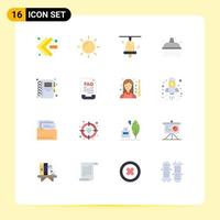 16 Universal Flat Color Signs Symbols of document communication school notepad education Editable Pack of Creative Vector Design Elements