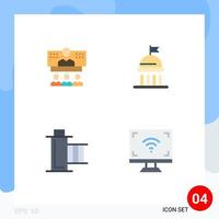 Editable Vector Line Pack of 4 Simple Flat Icons of conference vote connection campaign film Editable Vector Design Elements