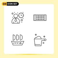 Set of 4 Vector Filledline Flat Colors on Grid for interface ship user interface strip detergent Editable Vector Design Elements