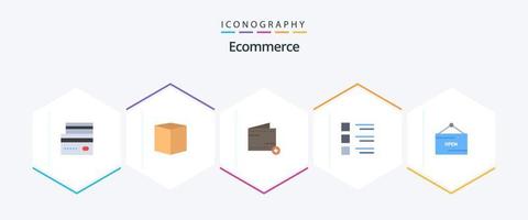 paquete de iconos planos de comercio electrónico 25 que incluye vista. lista. mi. detalles. billetera vector