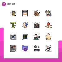 16 iconos creativos signos y símbolos modernos de texto de palabra tipo de cookie bloqueo elementos de diseño de vectores creativos editables