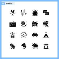 Group of 16 Solid Glyphs Signs and Symbols for gadgets reply apple message communication Editable Vector Design Elements