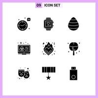 9 Universal Solid Glyph Signs Symbols of fire control easter color scheme creative Editable Vector Design Elements