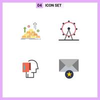 Modern Set of 4 Flat Icons and symbols such as gold begin money leisure list Editable Vector Design Elements