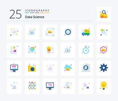 Data Science 25 Flat Color icon pack including graph. data. redo. big data. view vector