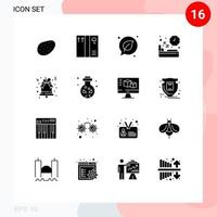 16 User Interface Solid Glyph Pack of modern Signs and Symbols of magic xmas bed christmas time Editable Vector Design Elements