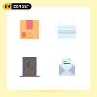 4 Flat Icon concept for Websites Mobile and Apps deliver door package clean house Editable Vector Design Elements