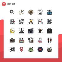 Modern Set of 25 Filled line Flat Colors Pictograph of headquarter city typewriter business science Editable Vector Design Elements