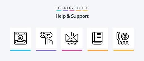 Help And Support Line 5 Icon Pack Including contact. call. contact. support. guide. Creative Icons Design vector