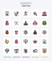 paquete de iconos rellenos de 25 líneas de pascua creativa, como caja. día festivo. celebracion. Pascua de Resurrección. buscar vector