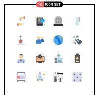 Mobile Interface Flat Color Set of 16 Pictograms of virus insect sewing bug weather Editable Pack of Creative Vector Design Elements