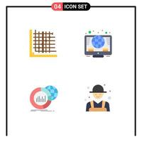 User Interface Pack of 4 Basic Flat Icons of color big form global data Editable Vector Design Elements