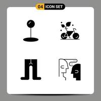 Group of 4 Modern Solid Glyphs Set for maps tights eco environment communication Editable Vector Design Elements