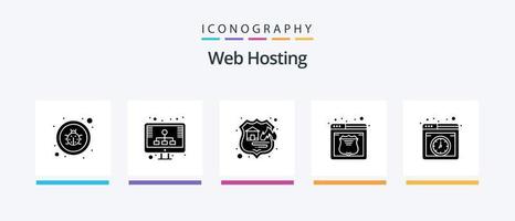 Web Hosting Glyph 5 Icon Pack Including hosting. web. firewall. service. hosting. Creative Icons Design vector