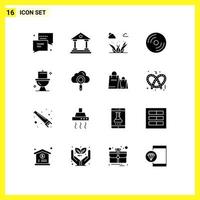 Pictogram Set of 16 Simple Solid Glyphs of bathroom laptop grass hardware devices Editable Vector Design Elements