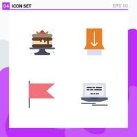 4 User Interface Flat Icon Pack of modern Signs and Symbols of cake mark sweets touch web Editable Vector Design Elements