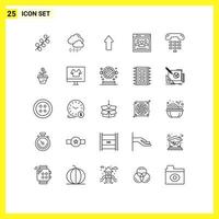 25 Universal Lines Set for Web and Mobile Applications contact call arrows education network Editable Vector Design Elements