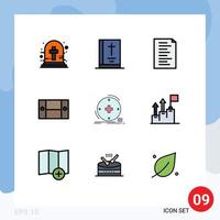 Pack of 9 creative Filledline Flat Colors of health clinical code home appliances desk Editable Vector Design Elements