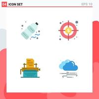 Modern Set of 4 Flat Icons and symbols such as bottle typing pollution target publish Editable Vector Design Elements