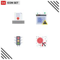 conjunto moderno de 4 iconos y símbolos planos, como el signo del corazón, el navegador de amor, la carretera, los elementos de diseño vectorial editables vector