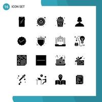 Universal Icon Symbols Group of 16 Modern Solid Glyphs of media user virus person avatar Editable Vector Design Elements