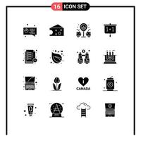 Pictogram Set of 16 Simple Solid Glyphs of camp study timetable gas station study time school Editable Vector Design Elements