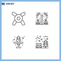 Line Pack of 4 Universal Symbols of cooler autumn grower home park Editable Vector Design Elements