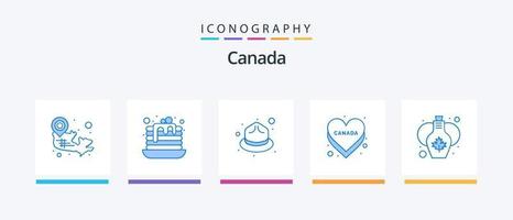 Paquete de 5 iconos de Canadá azul que incluye jarrón. nación. frío. bandera. amar. diseño de iconos creativos vector