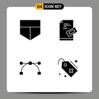 Group of 4 Modern Solid Glyphs Set for protect point ticket note tag Editable Vector Design Elements