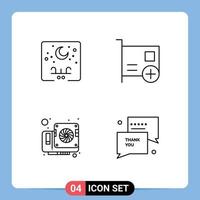 Group of 4 Filledline Flat Colors Signs and Symbols for eid hardware arabic card computer Editable Vector Design Elements