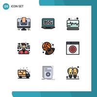 Universal Icon Symbols Group of 9 Modern Filledline Flat Colors of hobbies football computer programming development Editable Vector Design Elements