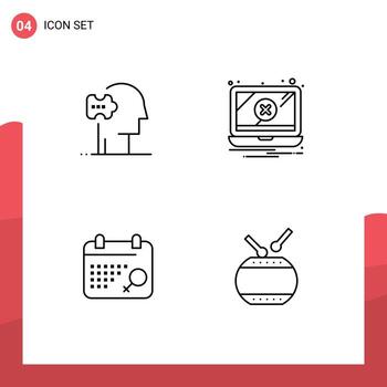Concepto de 4 líneas para sitios web móviles y aplicaciones soluciones de símbolos de psiquiatría problema tambor elementos de diseño vectorial editables vector