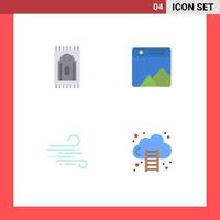 Set of 4 Modern UI Icons Symbols Signs for carpet wind image web business Editable Vector Design Elements