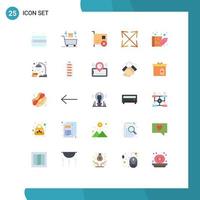 Mobile Interface Flat Color Set of 25 Pictograms of discount zoom card scale pci Editable Vector Design Elements