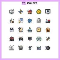 Stock Vector Icon Pack of 25 Line Signs and Symbols for news user navigation left arrow Editable Vector Design Elements