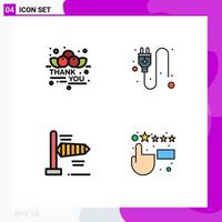 4 Thematic Vector Filledline Flat Colors and Editable Symbols of cherry windy thanksgiving socket feedback Editable Vector Design Elements