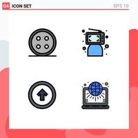 Mobile Interface Filledline Flat Color Set of 4 Pictograms of accessories person shirt click button Editable Vector Design Elements