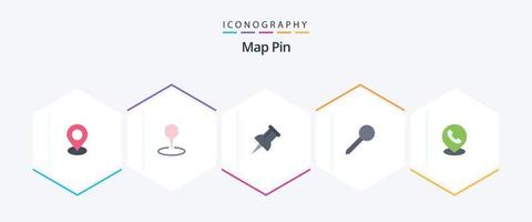 mapa pin 25 paquete de iconos planos que incluye. marcador. . mapa vector