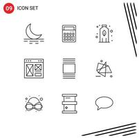 Universal Icon Symbols Group of 9 Modern Outlines of view cover plant web internet Editable Vector Design Elements