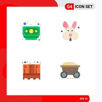 4 Universal Flat Icons Set for Web and Mobile Applications banking storage bynny security cart Editable Vector Design Elements