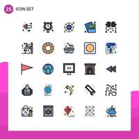 Concepto de color plano de 25 líneas rellenas para sitios web, móviles y aplicaciones, luces de estudio, luces de Internet, elementos de diseño de vectores editables de fotos