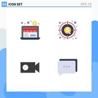 Flat Icon Pack of 4 Universal Symbols of economy record analysis graph chat Editable Vector Design Elements