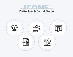 Digital Law And Sound Studio Line Icon Pack 5 Icon Design. law. digital. screen. copyright. owner vector